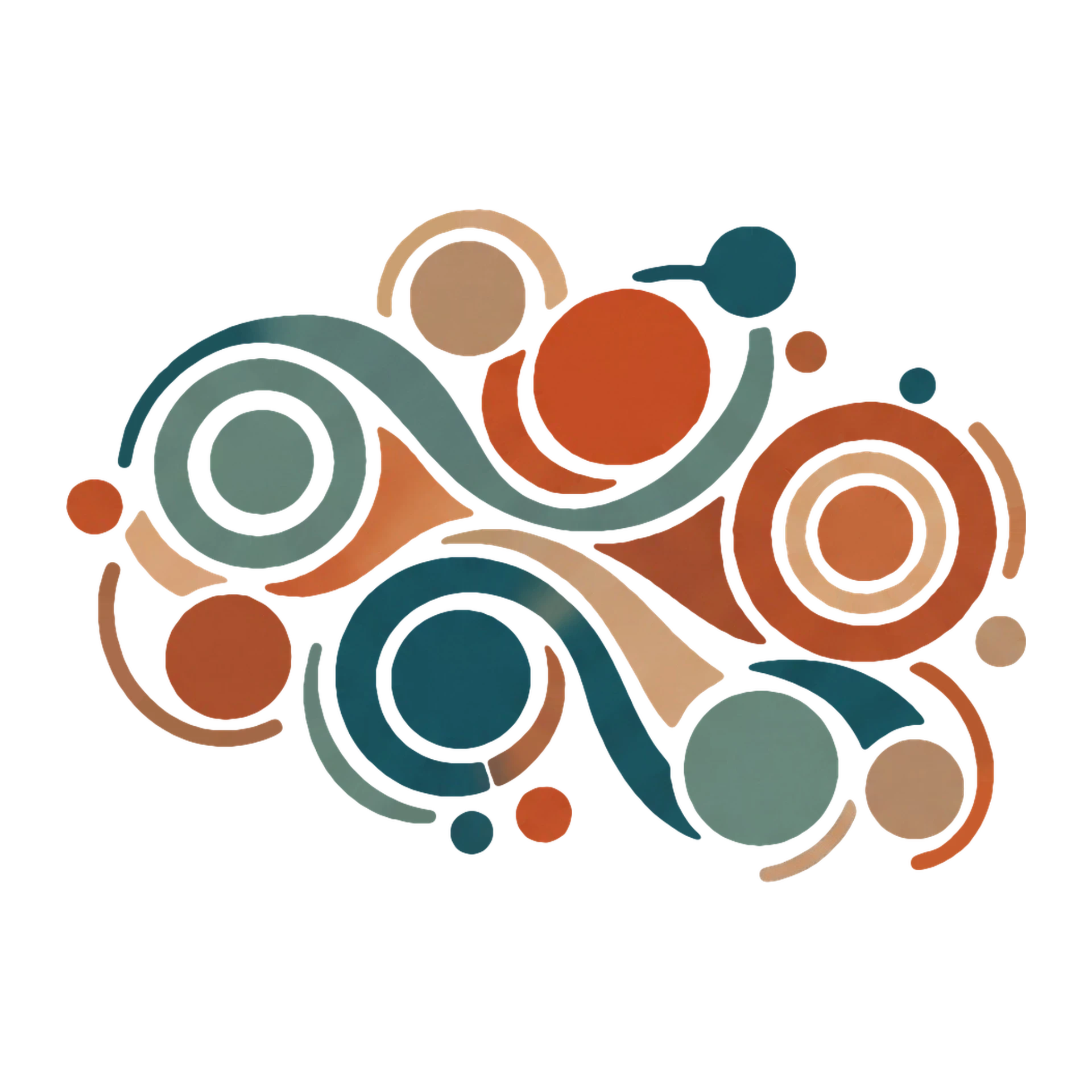 Abstract illustration of interconnected circular energy flows